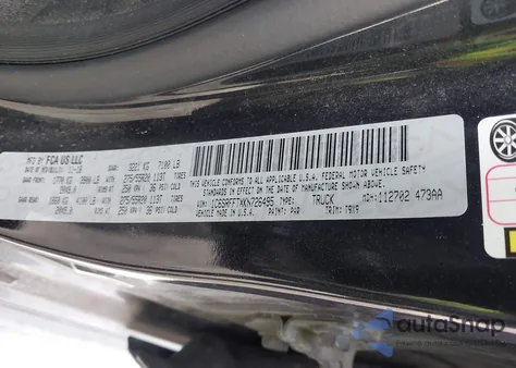 2019 Ram 1500 Big Horn/Lone Star 4X4 5'7 Box z USA, uszkodzony, nr VIN 1C6SRFFTXKN726495